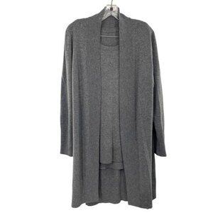 Akris Gray Cashmere Wool Knit Long Cardigan Sweater Tunic Top Set